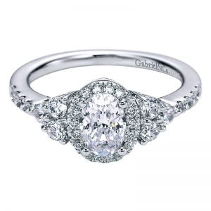 14k White Gold Diamond Halo Engagement Ring ER6276W44JJ