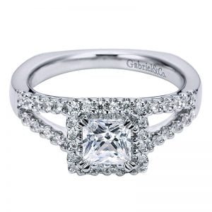 14k White Gold Diamond Halo Engagement Ring ER6395W44JJ