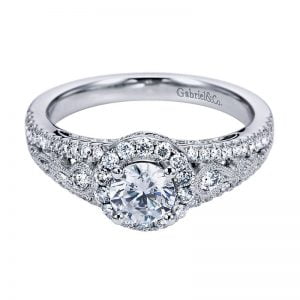 14k White Gold Diamond Halo Engagement Ring ER6553W44JJ