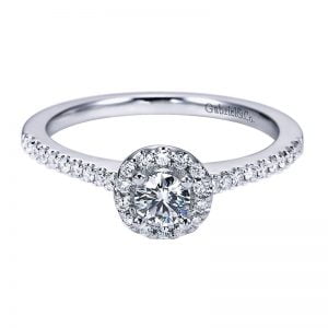 14k White Gold Diamond Halo Engagement Ring ER6557W44JJ