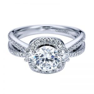 14k White Gold Diamond Halo Engagement Ring ER6950W44JJ