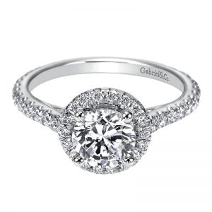 14k White Gold Diamond Halo Engagement Ring ER6970W44JJ