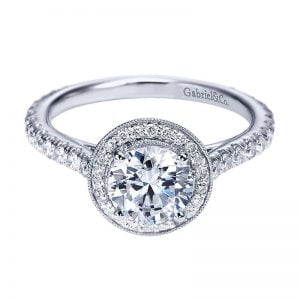 14k White Gold Diamond Halo Engagement Ring ER6971W44JJ