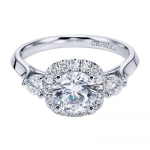 14k White Gold Diamond Halo Engagement Ring ER6977W44JJ