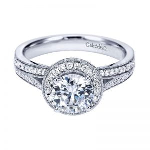 14k White Gold Diamond Halo Engagement Ring ER6983W44JJ