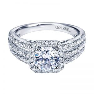 14k White Gold Diamond Halo Engagement Ring ER7254W44JJ