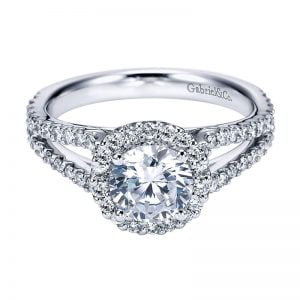 14k White Gold Diamond Halo Engagement Ring ER7257W44JJ
