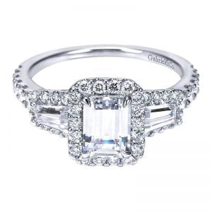 14k White Gold Diamond Halo Engagement Ring ER7269W44JJ