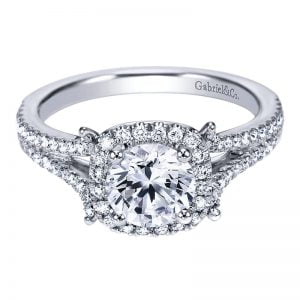 14k White Gold Diamond Halo Engagement Ring ER7272W44JJ