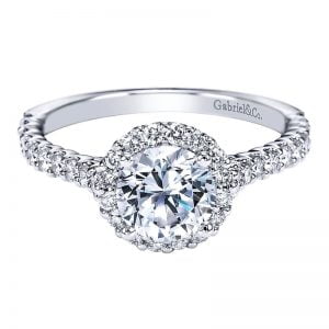14k White Gold Diamond Halo Engagement Ring ER7491W44JJ