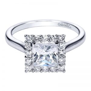 14k White Gold Diamond Halo Engagement Ring ER7499W44JJ