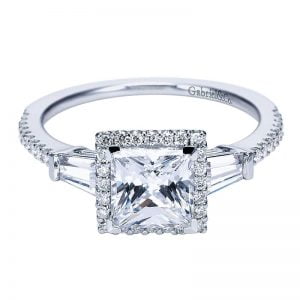 14k White Gold Diamond Halo Engagement Ring ER7511W44JJ