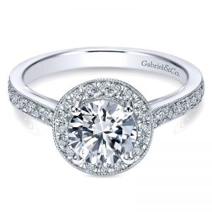 14K White Gold Diamond Halo 14K White Gold Engagement Ring ER7524W44Jj