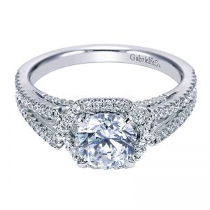 14k White Gold Diamond Halo Engagement Ring ER7545W44JJ