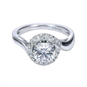 14K White Gold Diamond Halo 14K White Gold Engagement Ring ER7714W44Jj