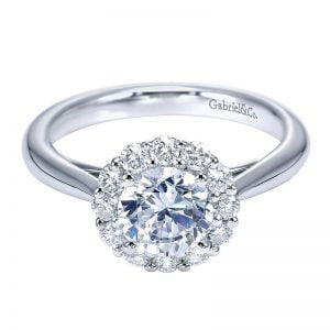 14k White Gold Diamond Halo Engagement Ring ER7721W44JJ