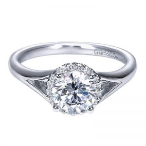 14k White Gold Diamond Halo Engagement Ring ER7807W44JJ