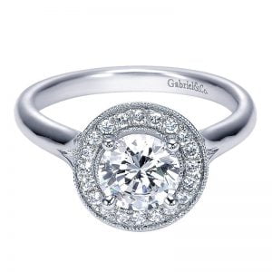 14k White Gold Diamond Halo Engagement Ring ER7812W44JJ