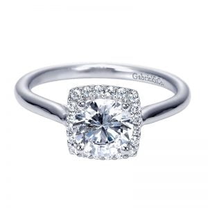 14k White Gold Diamond Halo Engagement Ring ER7818W44JJ
