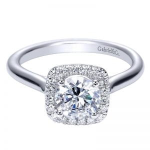 14k White Gold Diamond Halo Engagement Ring ER7819W44JJ