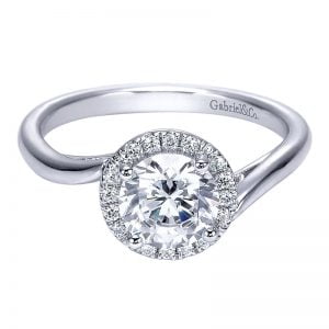 14k White Gold Diamond Halo Engagement Ring ER7822W44JJ