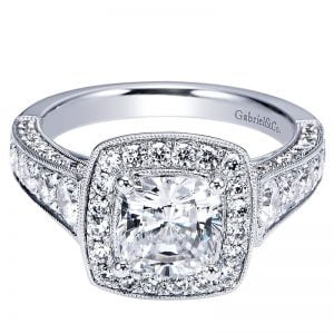 14k White Gold Diamond Halo Engagement Ring ER8750W44JJ