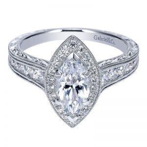 14K White Gold Diamond Halo 14K White Gold Engagement Ring ER8812W44Jj