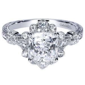 14k White Gold Diamond Halo Engagement Ring ER8838W44JJ