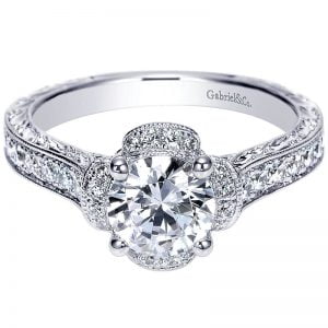 14k White Gold Diamond Halo Engagement Ring ER8853W44JJ