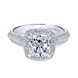 14K White Gold Diamond Halo 14K White Gold Engagement Ring ER8872W44Jj