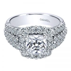 14k White Gold Diamond Halo Engagement Ring ER8906W44JJ