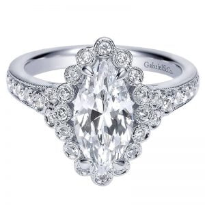 14k White Gold Diamond Halo Engagement Ring ER8908W44JJ