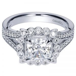 14k White Gold Diamond Halo Engagement Ring ER8910W44JJ