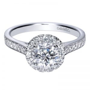 14k White Gold Diamond Halo Engagement Ring ER8932W44JJ