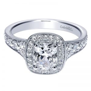 14k White Gold Diamond Halo Engagement Ring ER9036W44JJ