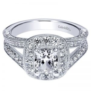 14k White Gold Diamond Halo Engagement Ring ER9037W44JJ
