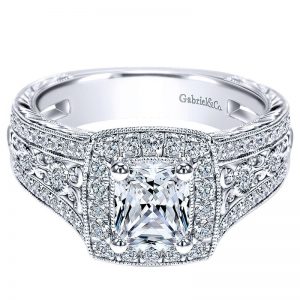 14K White Gold Diamond Halo 14K White Gold Engagement Ring ER9041W44Jj