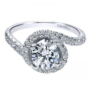 14k White Gold Diamond Halo Engagement Ring ER9053W44JJ