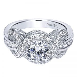 14k White Gold Diamond Halo Engagement Ring ER9072W44JJ