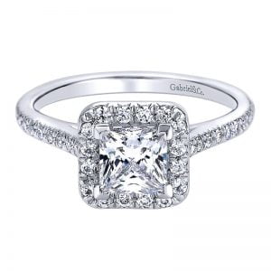 14k White Gold Diamond Halo Engagement Ring ER9539W44JJ