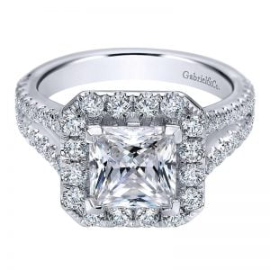 14k White Gold Diamond Halo Engagement Ring ER9783W44JJ