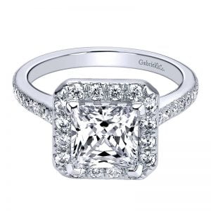 14k White Gold Diamond Halo Engagement Ring ER9784W44JJ