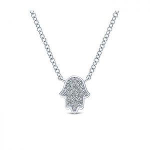 14k White Gold Diamond Hand Of God Necklace NK3723W45JJ