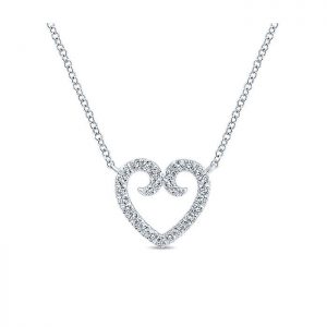 14k White Gold Diamond Heart Necklace NK4022W45JJ