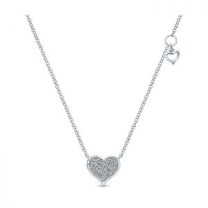 14k White Gold Diamond Heart Necklace NK4538W45JJ