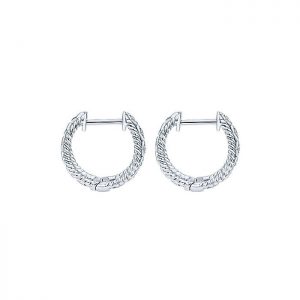 14k White Gold Diamond Huggie Earrings EG10873W45JJ