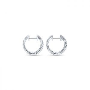 14k White Gold Diamond Huggie Earrings EG11174W45JJ