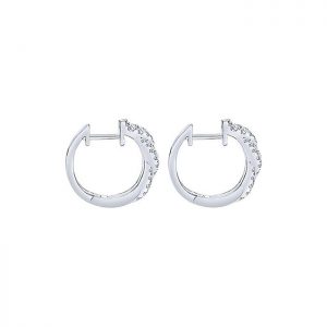 14k White Gold Diamond Huggie Earrings EG11180W45JJ