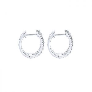 14k White Gold Diamond Huggie Earrings EG11211W45JJ