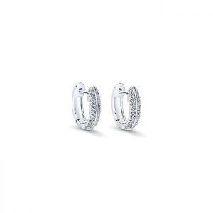 14k White Gold Diamond Huggie Earrings EG11291W45JJ